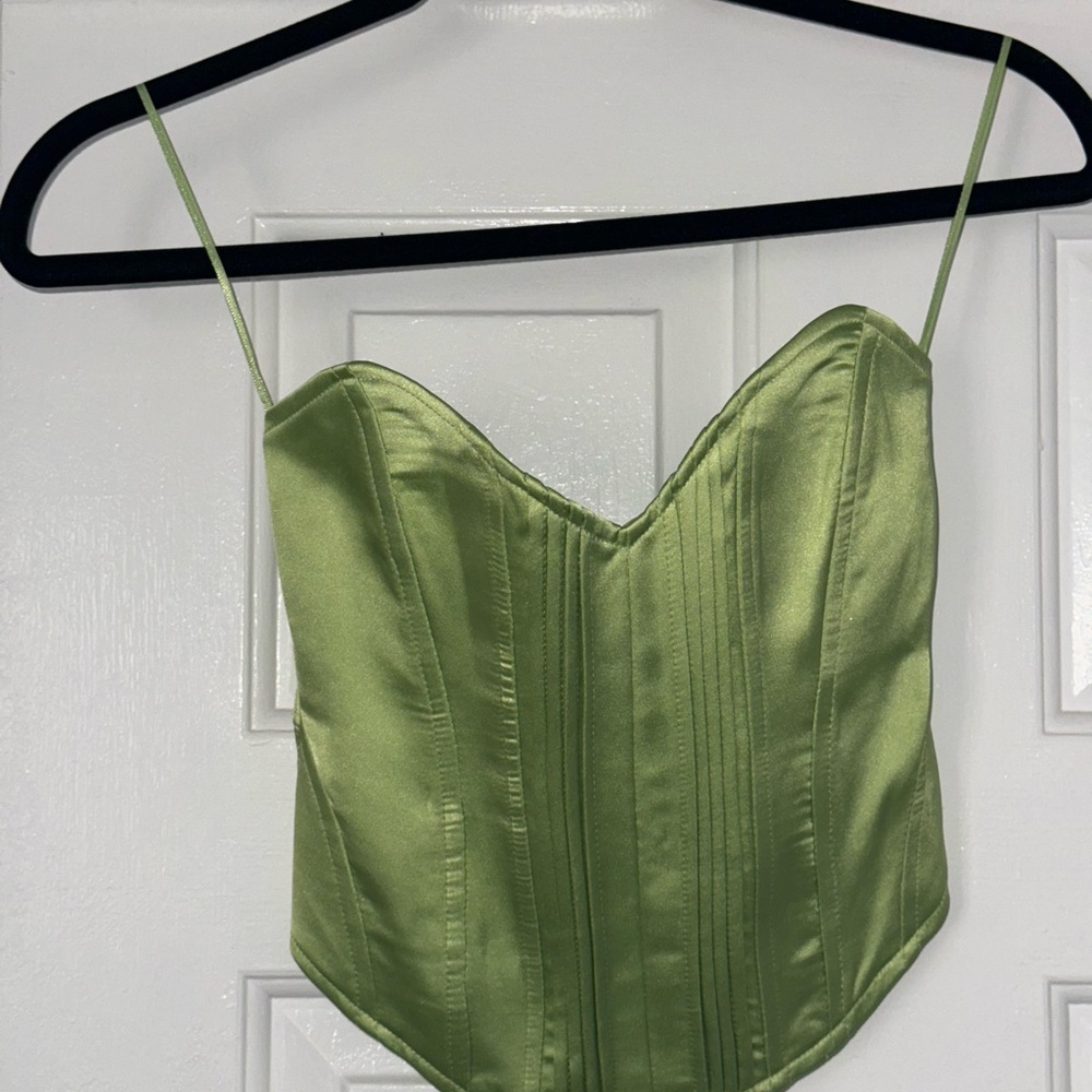 Green Satin Corset Top